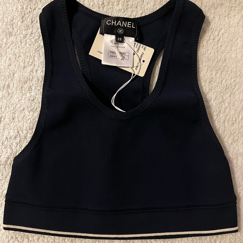 CHANEL‎ Navy Blue Crop Top - Picture 8 of 10